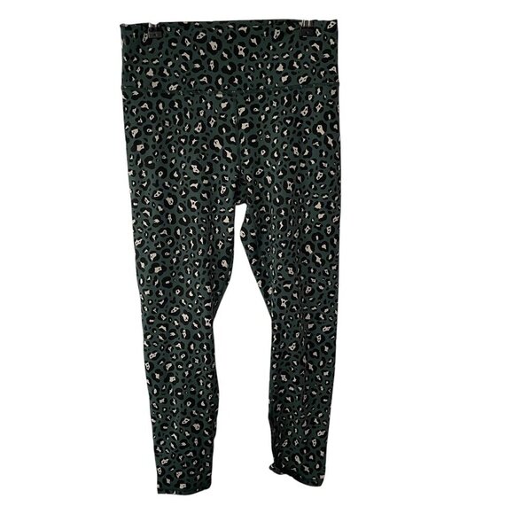 Fabletics Define PowerHold High-Waisted 7/8 Legging Leopard Green Medium Yoga - Picture 2 of 10